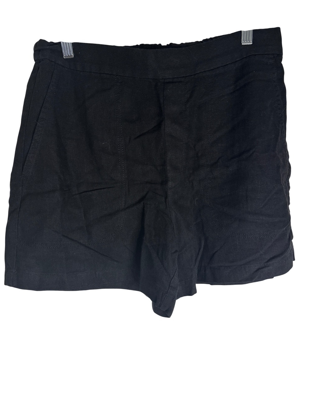 Banana Republic Black Elastic-Waist Women's Shorts, Linen Blend Sz M